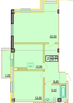 2-кімнатна 61.7 м² в КБ Пушкінський від 45 400 грн/м², Одеса