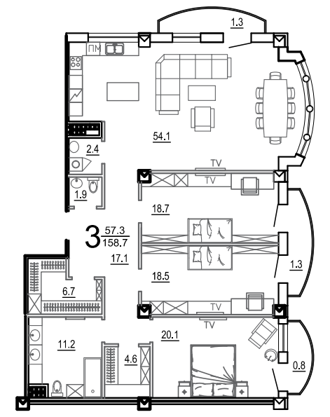 3-комнатная 158.7 м² в КД Biarritz от 48 350 грн/м², Одесса