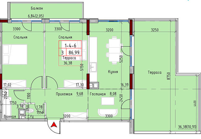 3-кімнатна 86.99 м² в ЖК MARINIST residence від 34 750 грн/м², Одеса