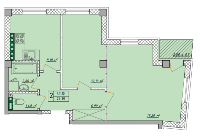 2-комнатная 47.1 м² в ЖК Рождественский от 30 800 грн/м², Одесса