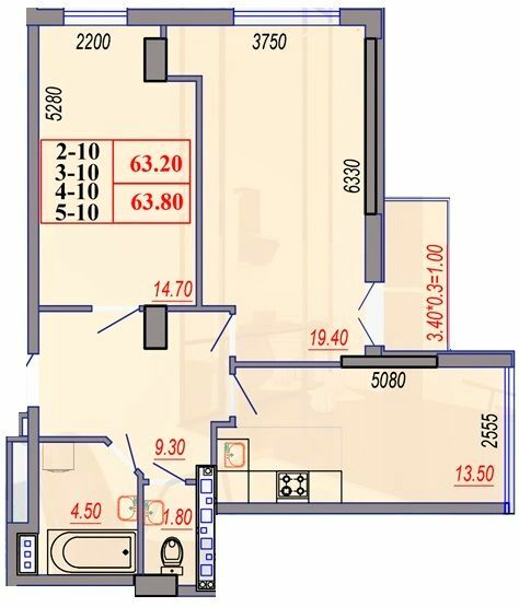 2-комнатная 63.8 м² в ЖК Segment от 28 550 грн/м², Одесса