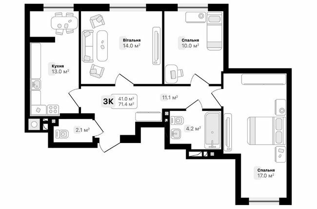 3-комнатная 71.4 м² в ЖК Auroom City от 19 000 грн/м², Львов