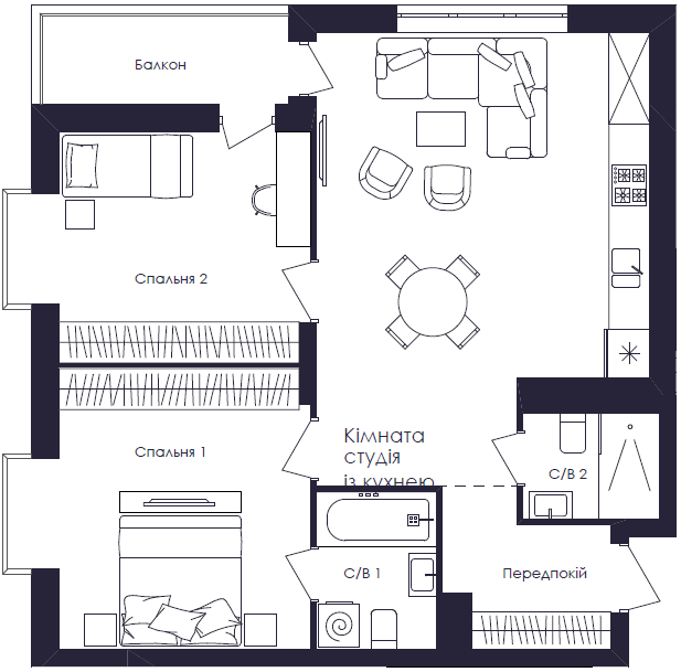 2-кімнатна 70.75 м² в ЖК Avalon Up від 23 900 грн/м², Львів