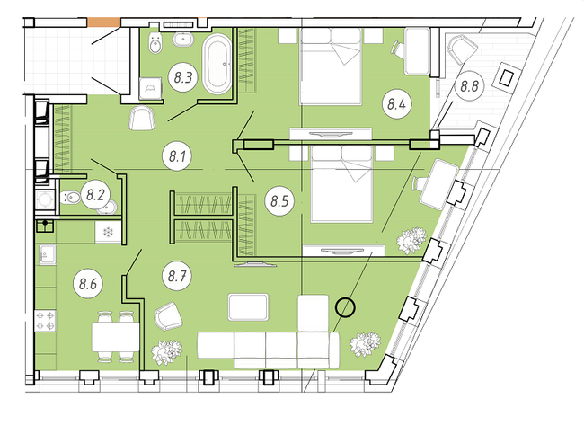 2-комнатная 86.22 м² в ЖК Forum Apartments от 46 750 грн/м², Львов