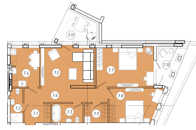 2-комнатная 95.08 м² в ЖК Forum Apartments от 47 850 грн/м², Львов