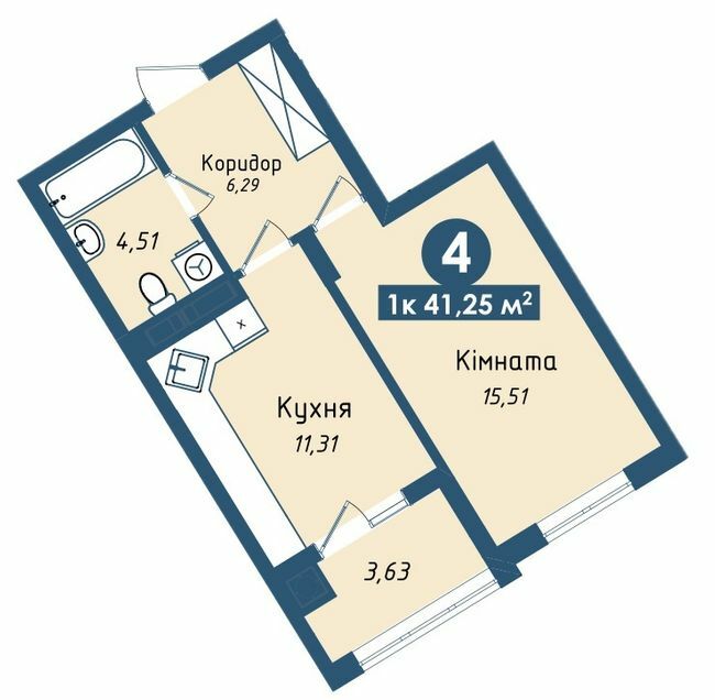 1-кімнатна 41.25 м² в ЖК Kaiser Park від 21 400 грн/м², Львів