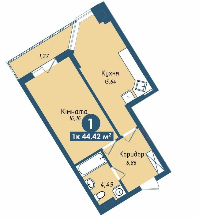 1-кімнатна 44.42 м² в ЖК Kaiser Park від 21 400 грн/м², Львів