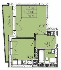 1-кімнатна 38.73 м² в ЖК Сонцебуд від 16 000 грн/м², м. Жовква