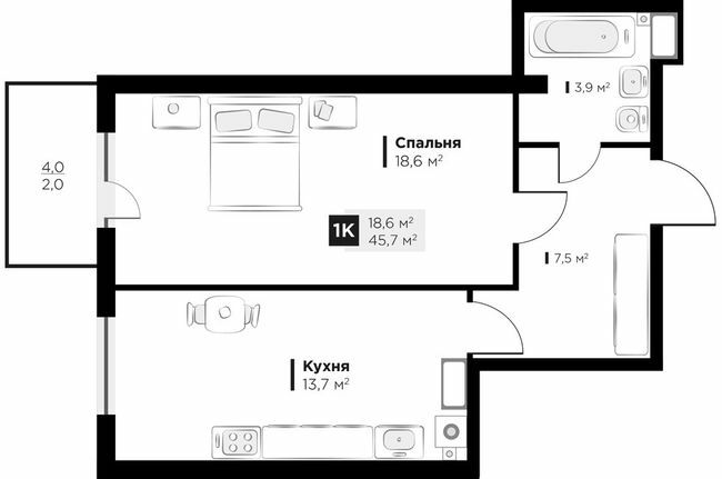 1-кімнатна 45.2 м² в ЖК OBRIY3 від 22 800 грн/м², Львів