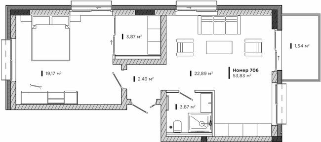 1-кімнатна 53.83 м² в Апарт-комплекс LEV CITY від 90 350 грн/м², Львів