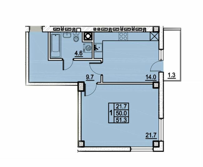 1-кімнатна 51.3 м² в ЖК Панорамний від 25 000 грн/м², Львів