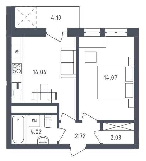 1-комнатная 38.19 м² в ЖК Малоголосківські пагорби от застройщика, Львов