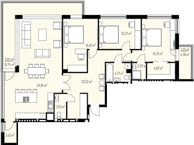 3-кімнатна 143.09 м² в ЖК Grand Residence від 57 000 грн/м², Львів