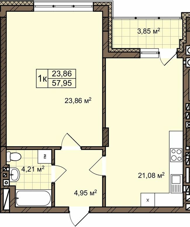 1-комнатная 57.95 м² в ЖК ул. Пасечная, 25А от 34 100 грн/м², Львов