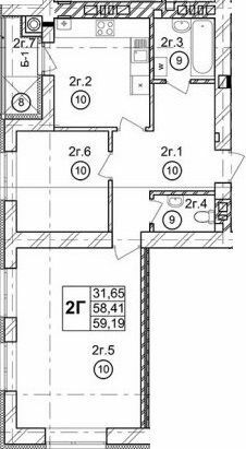 2-комнатная 59.19 м² в ЖК Галицкая Брама от 15 700 грн/м², с. Давыдов