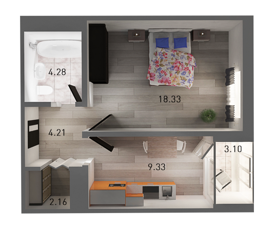 1-комнатная 41.41 м² в ЖК Горганы от 21 250 грн/м², Львов