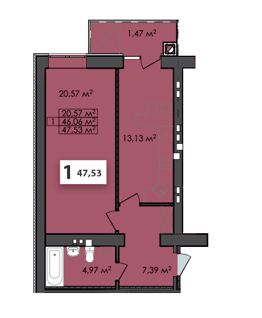 1-комнатная 47.53 м² в ЖК Соседи от 18 200 грн/м², г. Винники