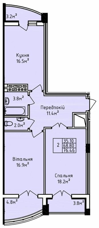 2-кімнатна 76.46 м² в ЖК на вул. Олекси Довбуша від 18 350 грн/м², м. Трускавець