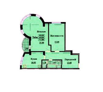 2-комнатная 71.3 м² в ЖК на вул. Роксолани, 16 от 20 350 грн/м², г. Трускавец