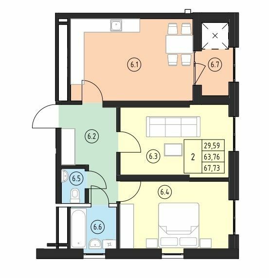 2-комнатная 67.73 м² в ЖК ул. Замарстыновская, 134А от 26 550 грн/м², Львов