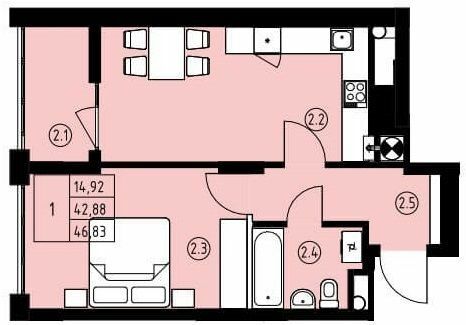 1-кімнатна 46.83 м² в ЖК вул. Навроцького, 31 від 19 350 грн/м², Львів