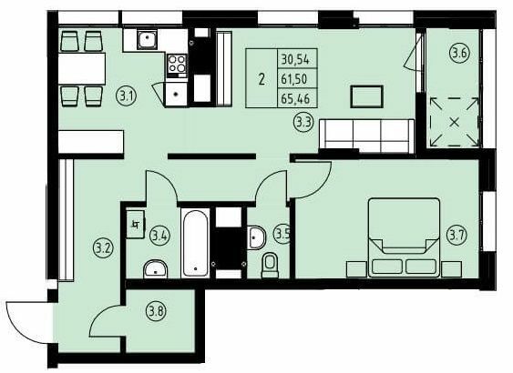 2-кімнатна 65.46 м² в ЖК вул. Навроцького, 31 від 18 950 грн/м², Львів