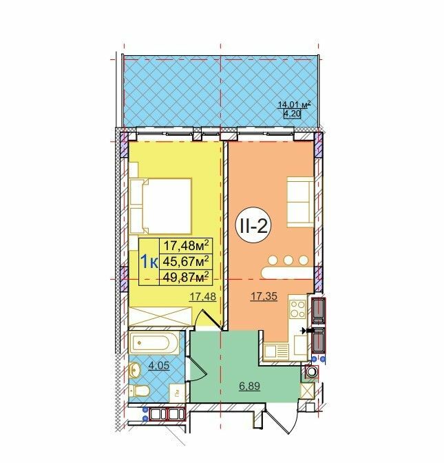 1-комнатная 49.87 м² в ЖК на ул. Перфецкого от 25 150 грн/м², Львов