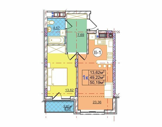 1-комнатная 50.19 м² в ЖК на ул. Перфецкого от 24 350 грн/м², Львов