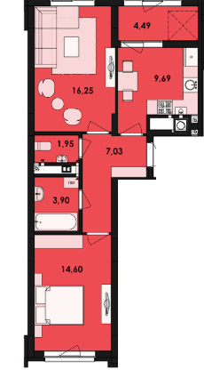 2-комнатная 57.91 м² в ЖК Семицвет от 26 200 грн/м², Львов