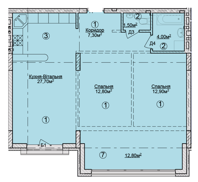 2-кімнатна 83.5 м² в КБ Rezydencja Zalizna Voda від 51 750 грн/м², Львів