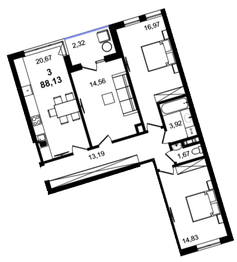 3-кімнатна 88.13 м² в ЖК BARCELONA від 25 600 грн/м², Львів