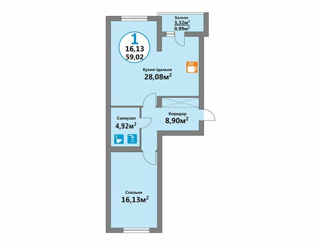 1-кімнатна 59.02 м² в ЖК Еко-дім на Тракті 2 від 13 800 грн/м², с. Лисиничі