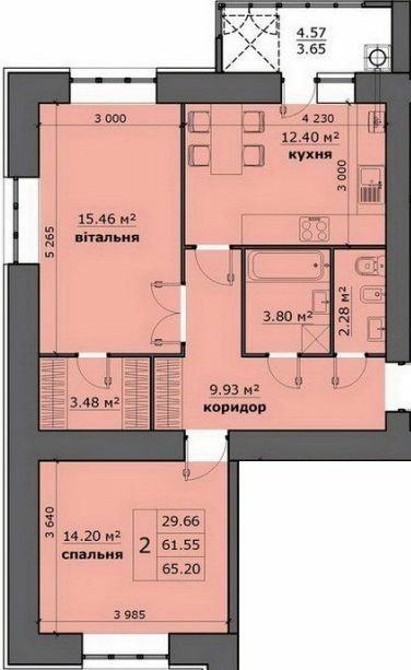 2-кімнатна 65.2 м² в ЖК на Стрийській від 16 500 грн/м², Львів