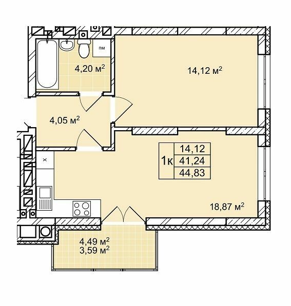 1-комнатная 44.83 м² в ЖК Софиевка от 24 500 грн/м², Львов