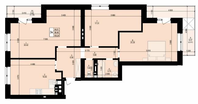 3-комнатная 100.24 м² в ЖК Святий Антоній от 18 350 грн/м², г. Мостиска