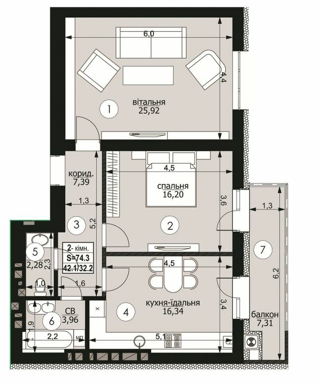 2-комнатная 74.3 м² в ЖК на ул. Пасечная, 133А от 23 600 грн/м², Львов