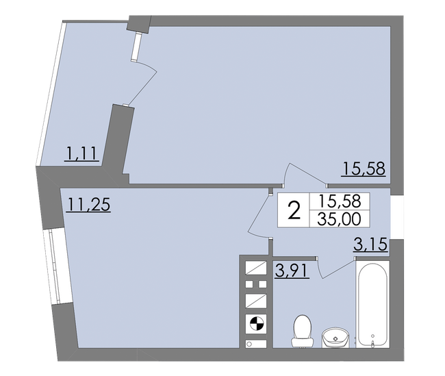 1-комнатная 35 м² в ЖК Соната от застройщика, Львов