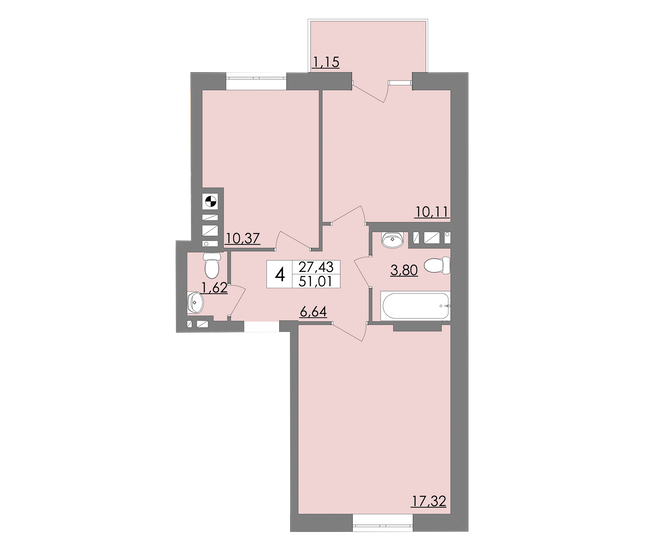 2-кімнатна 51.01 м² в ЖК Соната від 15 500 грн/м², Львів