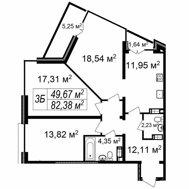 3-комнатная 82.38 м² в ЖК Счастливый Platinum от 28 000 грн/м², Львов