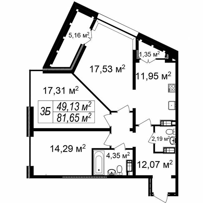 3-комнатная 81.65 м² в ЖК Счастливый Platinum от 28 000 грн/м², Львов