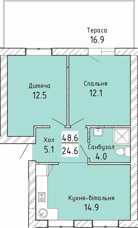 2-комнатная 48.6 м² в ЖК Lemberg от 10 050 грн/м², с. Ременов