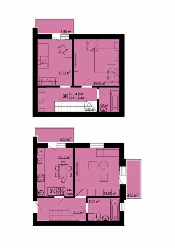 Двухуровневая 79.4 м² в ЖК Південний от 19 500 грн/м², с. Сокольники