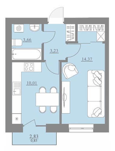 1-комнатная 32.12 м² в ЖК Проект Парк от 13 500 грн/м², г. Пустомыты