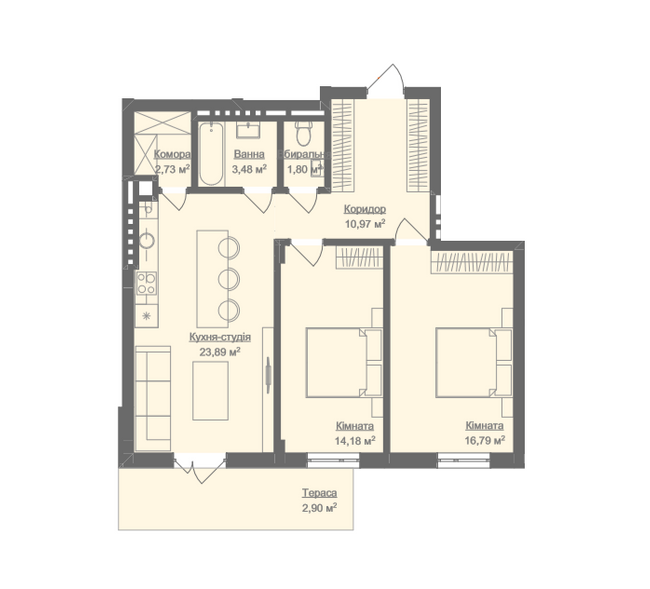 2-кімнатна 76.53 м² в ЖК Етно Дім від 13 900 грн/м², с. Горішній