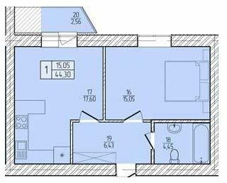 1-кімнатна 44.3 м² в ЖК Злагода від 16 100 грн/м², м. Винники