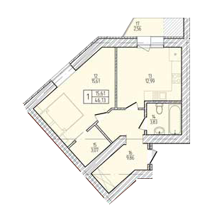 1-кімнатна 46.13 м² в ЖК Злагода від 16 100 грн/м², м. Винники