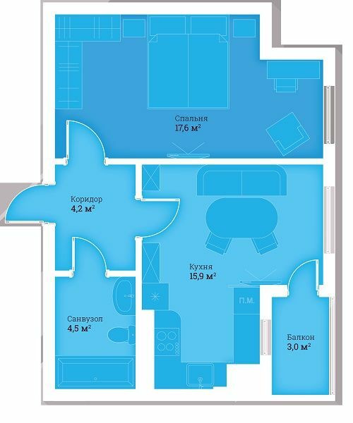 1-кімнатна 45.2 м² в ЖК Headwell від 22 600 грн/м², м. Трускавець