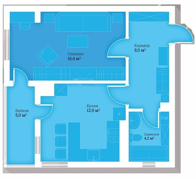 1-комнатная 46.5 м² в ЖК Headwell от 22 600 грн/м², г. Трускавец