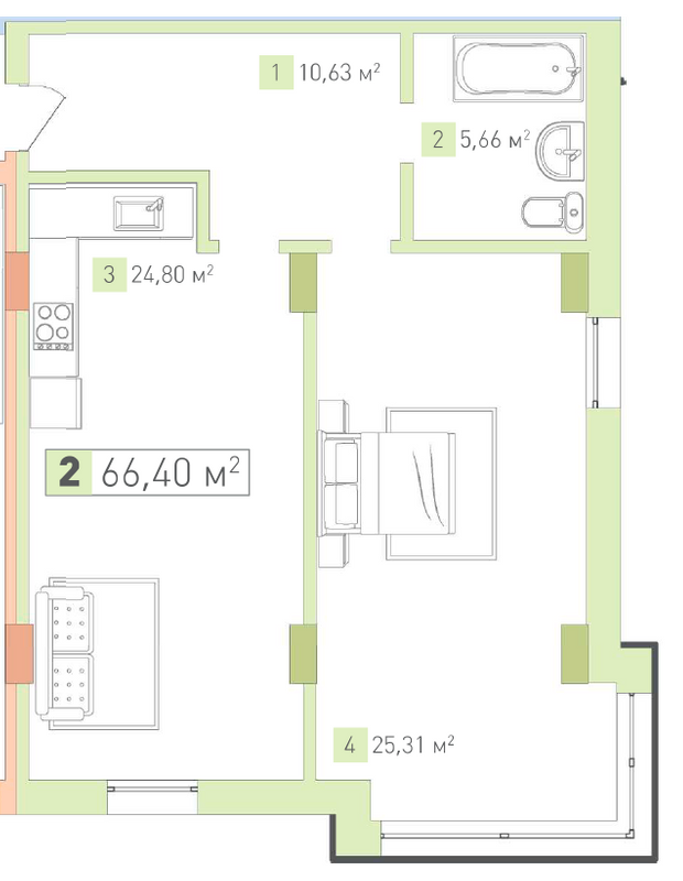 2-комнатная 66.4 м² в ЖК Срибный Дим Бизнес от 20 900 грн/м², г. Трускавец