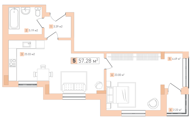 1-кімнатна 57.28 м² в ЖК Срібний Дім Комфорт від 25 900 грн/м², м. Трускавець